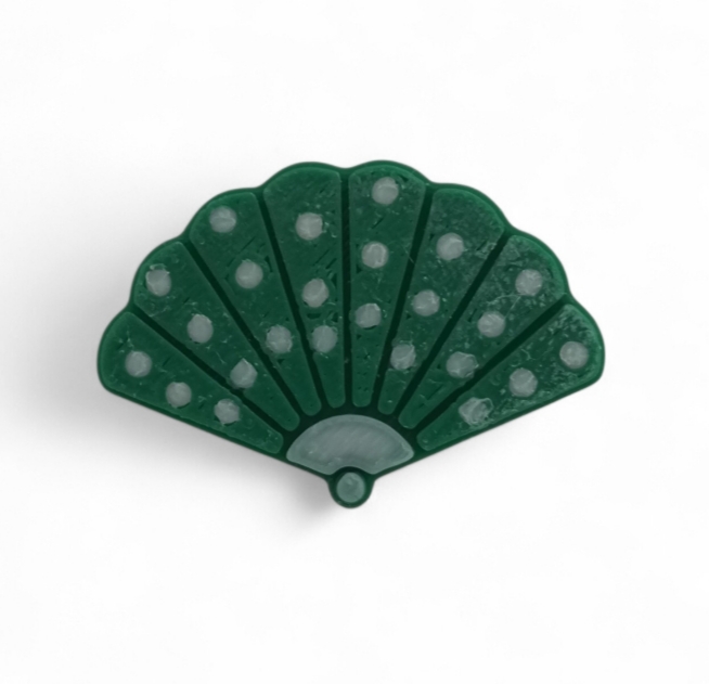 Pin Abanico Verde Oscuro Blanco